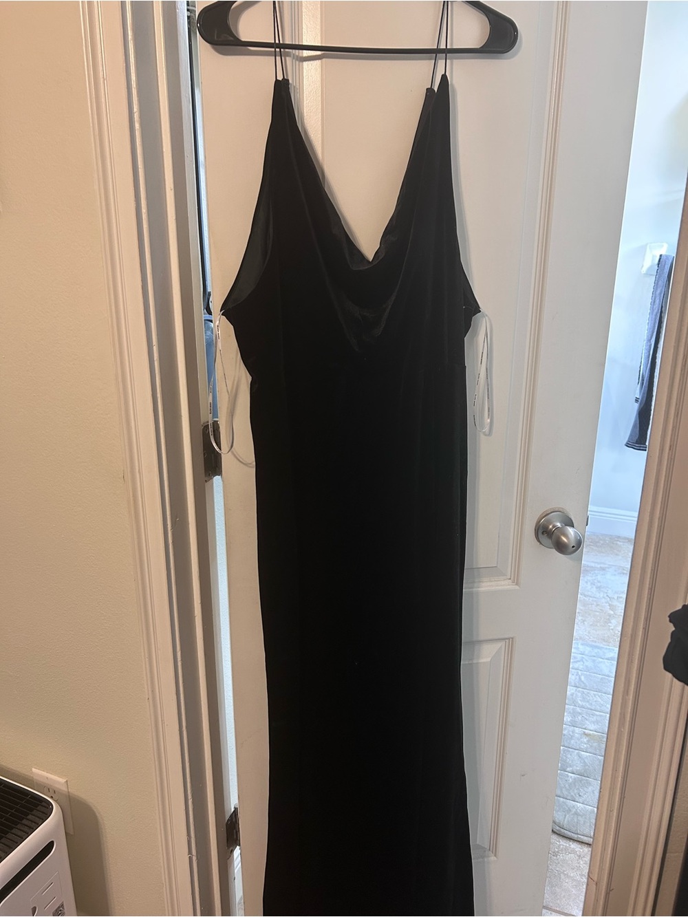 Blush Mark Black Velvet Cowl Neck Dress NWT!